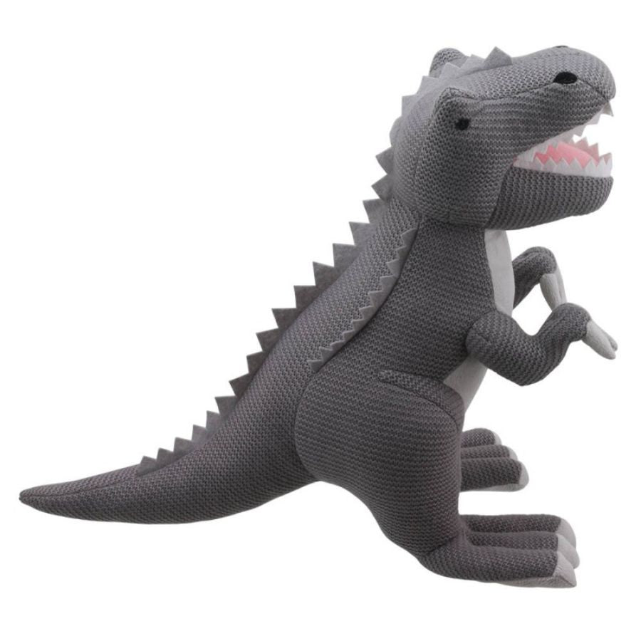 T Rex Knitted Grey Dinosaur Toy - Large