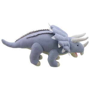 Triceratops Large Blue Knitted Dinosaur.
