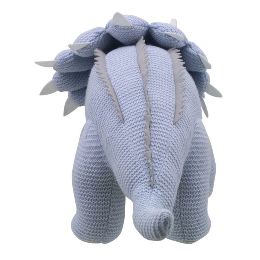 Triceratops Large Blue Knitted Dinosaur.