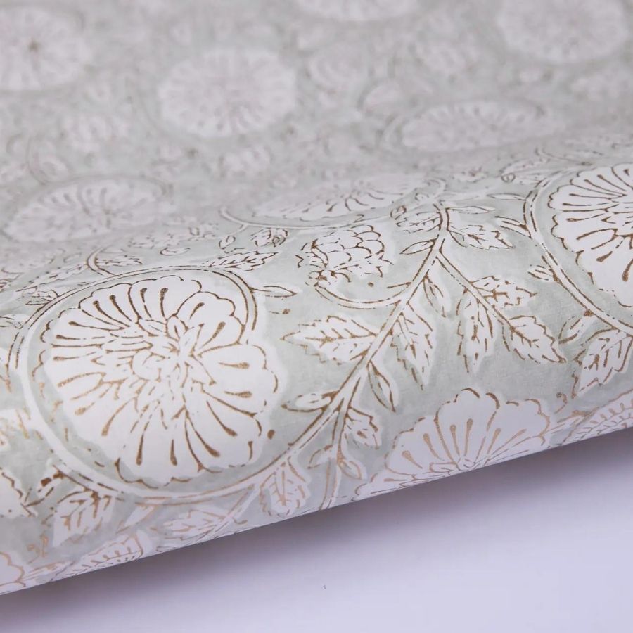 Hand Block Printed Gift Wrap - Smokey Quartz