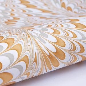 Hand Marbled Gift Wrap Sheet - White Peacock