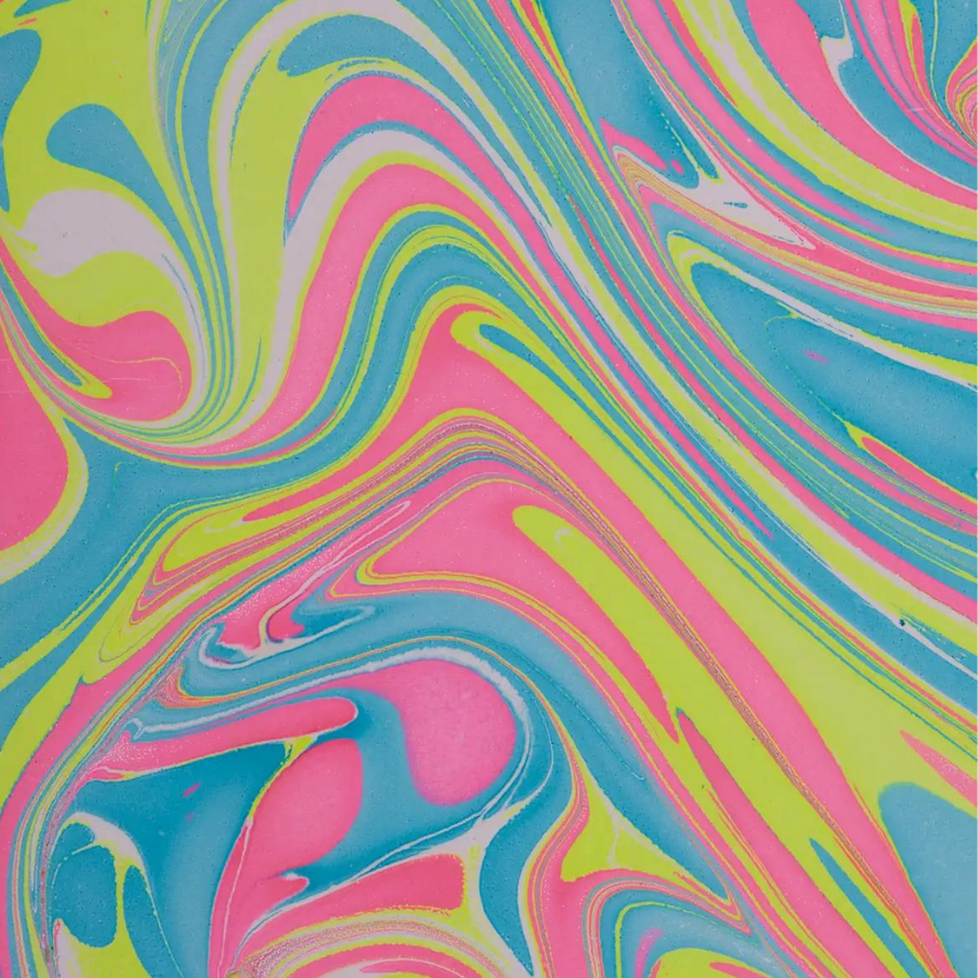 Neon Hand Marbled Paper