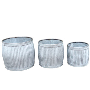 Vintage Style Ribbed Metal 'Dolly Tub' Garden Planters