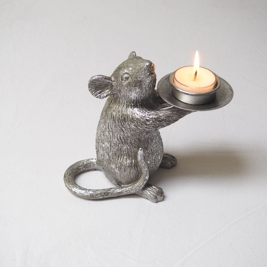 Pair of Silver Mouse Candle Holders