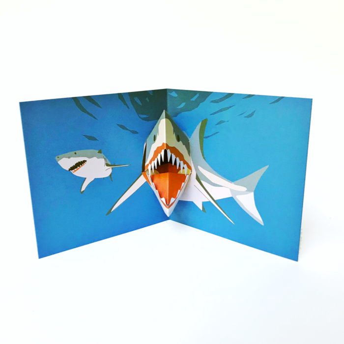 Shark pop up 3D greetings card