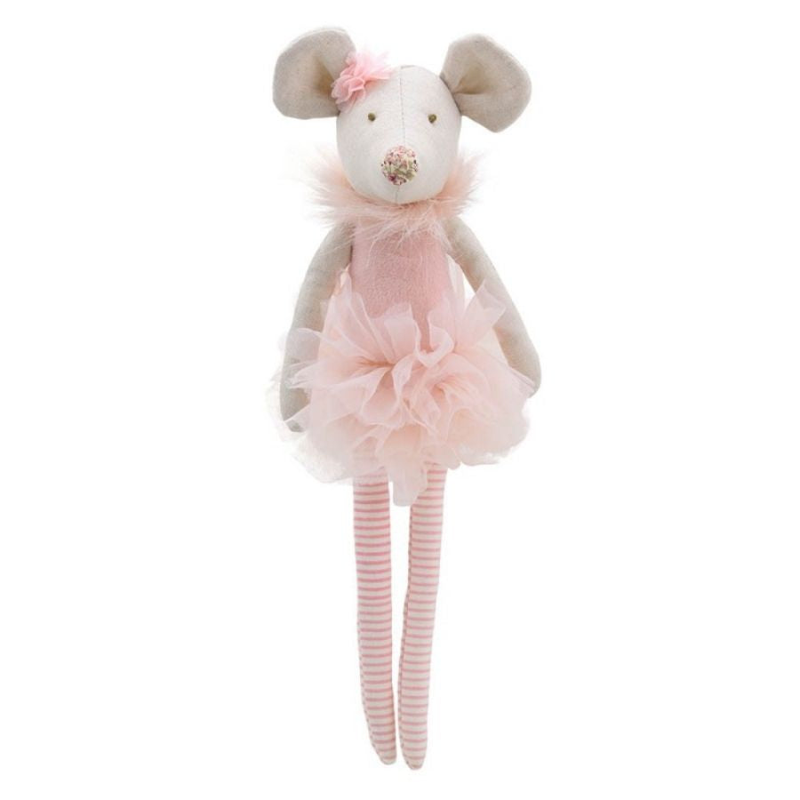 Pink Linen Ballet Dancer Mouse Doll