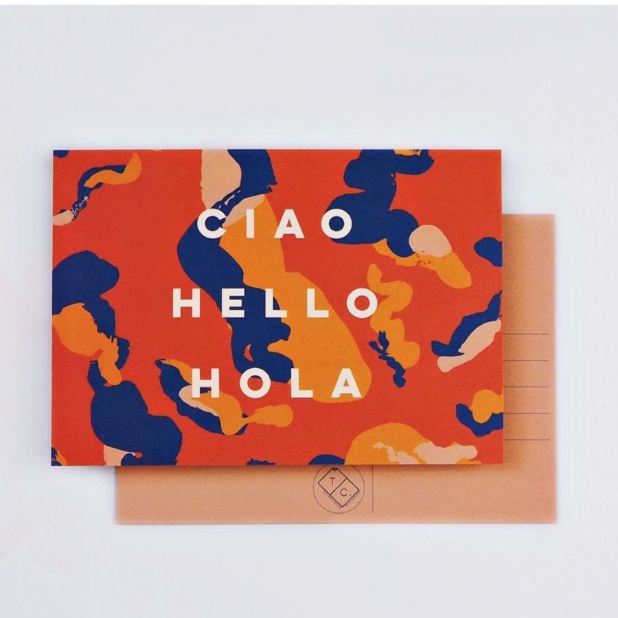 Ciao Hello Hola Postcard