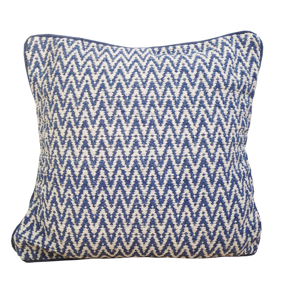 Denim Blue Zig Zag modern cushion