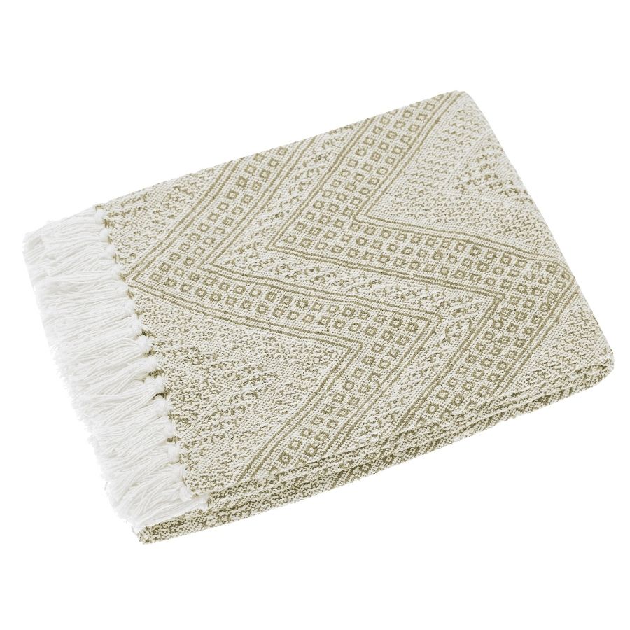 Oatmeal Natural Geometric Woven Re-cycled cotton Throw