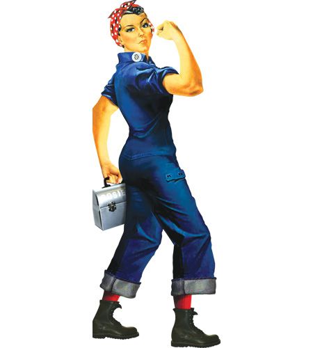 Greeting card showing vintage image of Rosie the Riveter