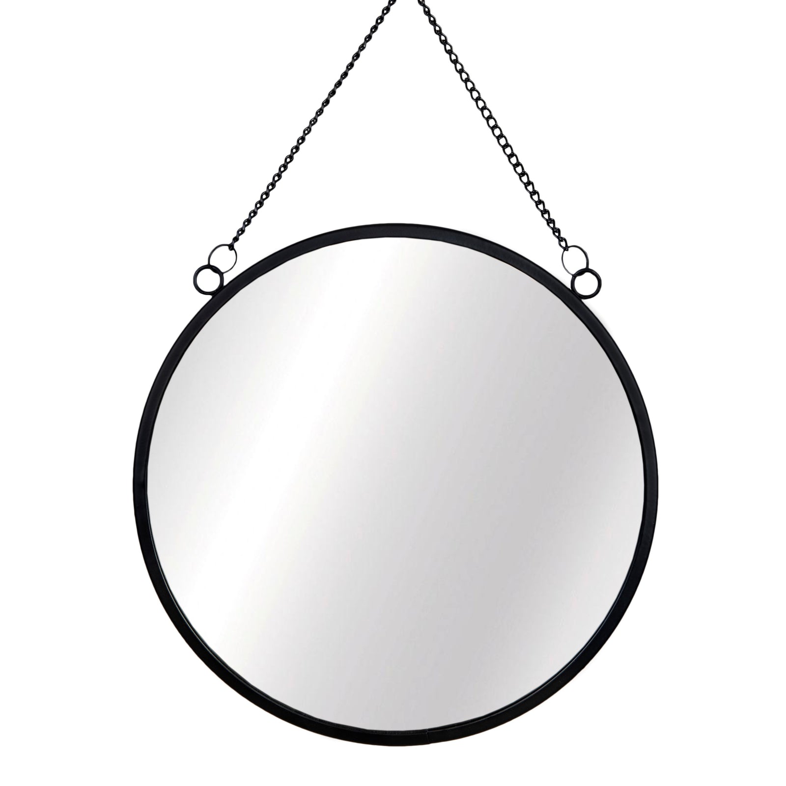 Round Black Framed Mirror
