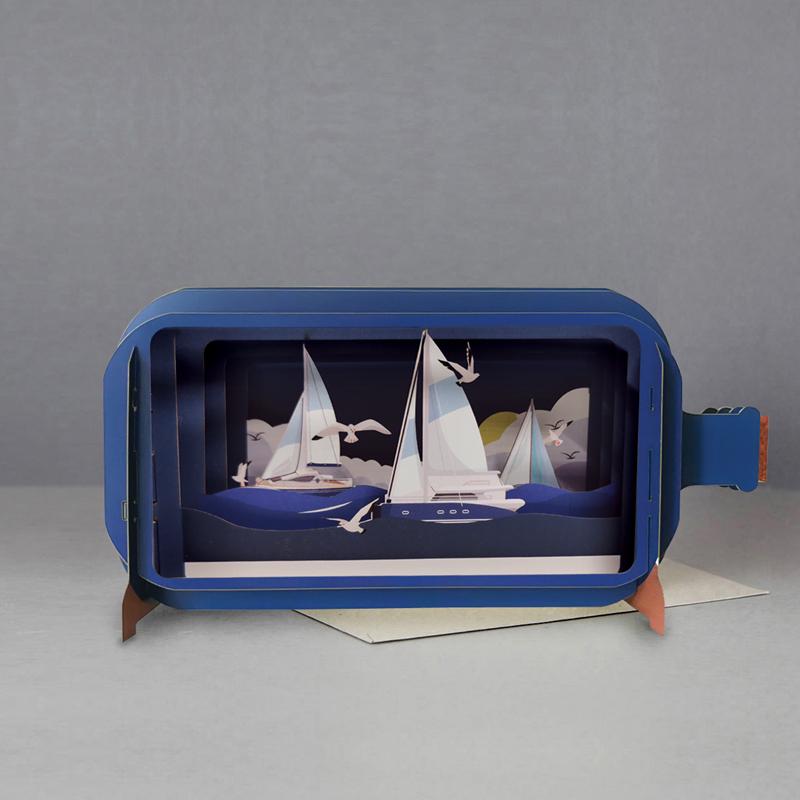 Sailing Yachts - Message in a Bottle 3D Card