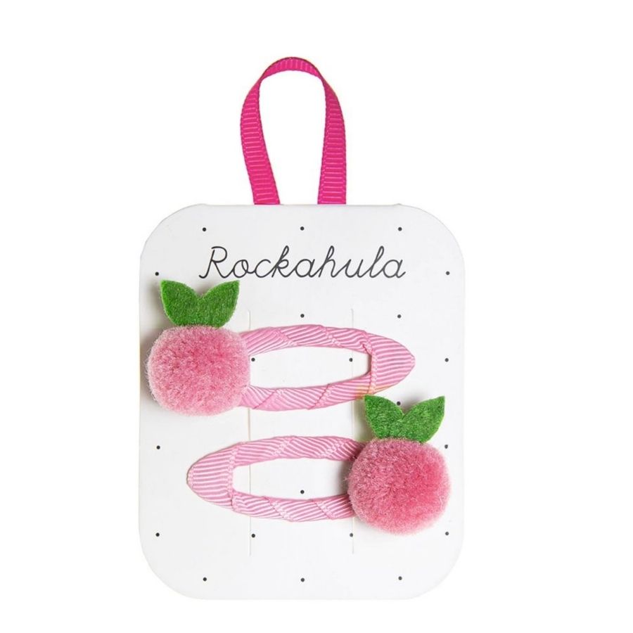 Sweet Berry Pom Pom Hair Clips