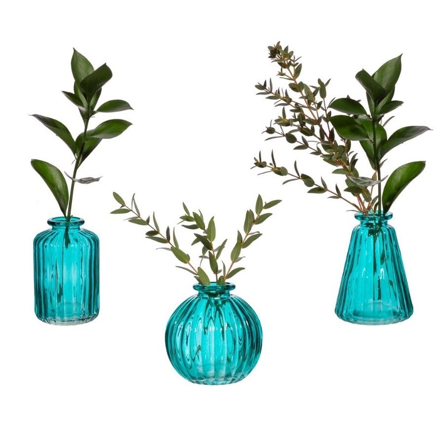 Mini Turquoise Glass Bud Vase