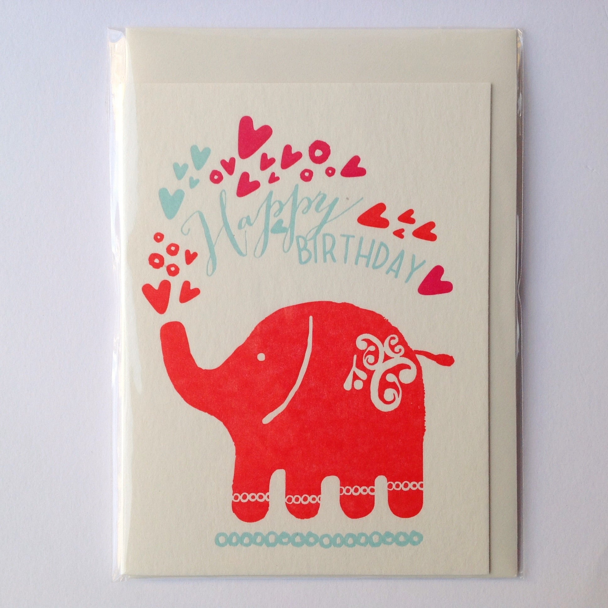 Elephant Letterpress card Happy Birthday