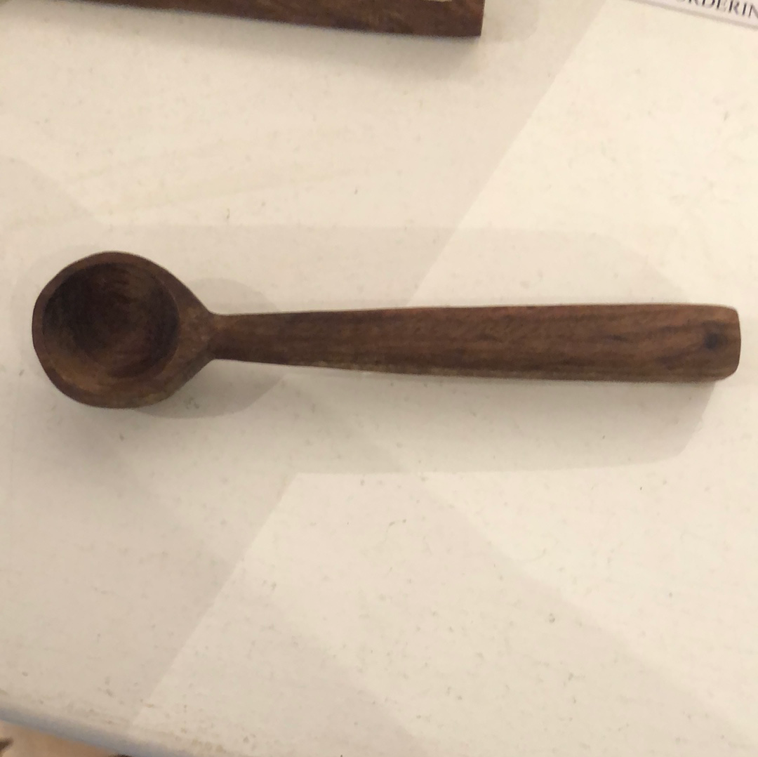 Short handled wooden spoon