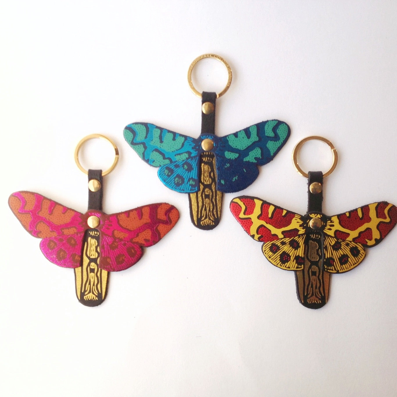 Leather Butterfly bag charm/keyring