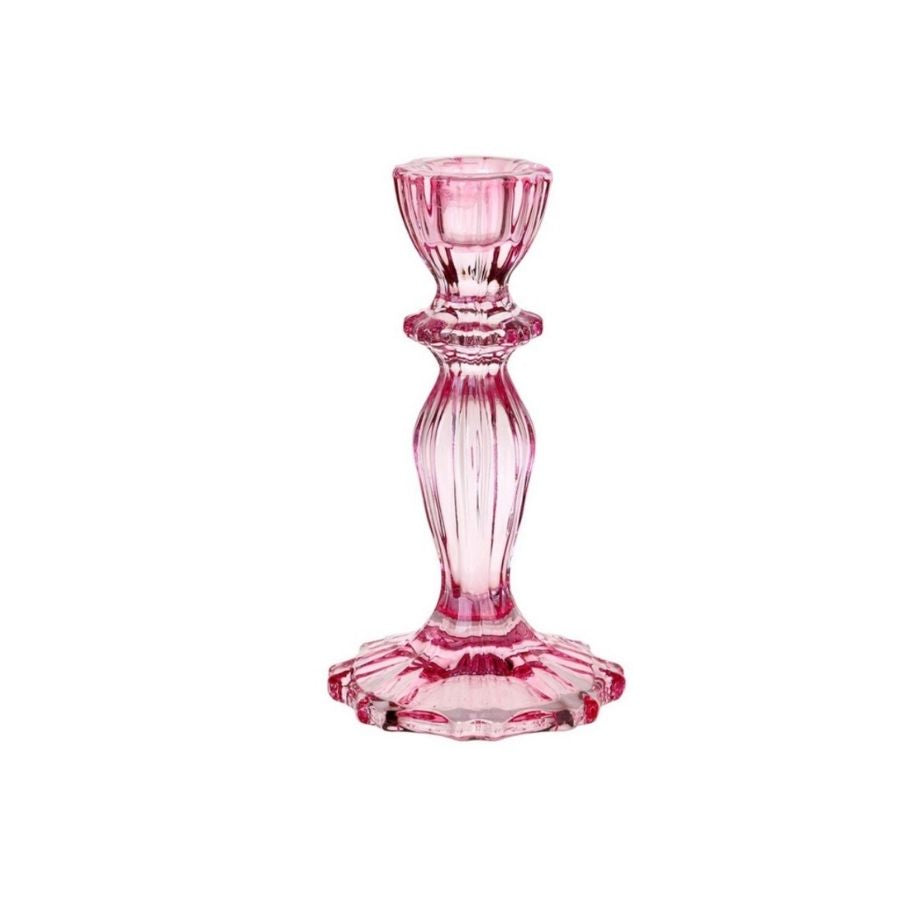 Pink Glass Candlestick