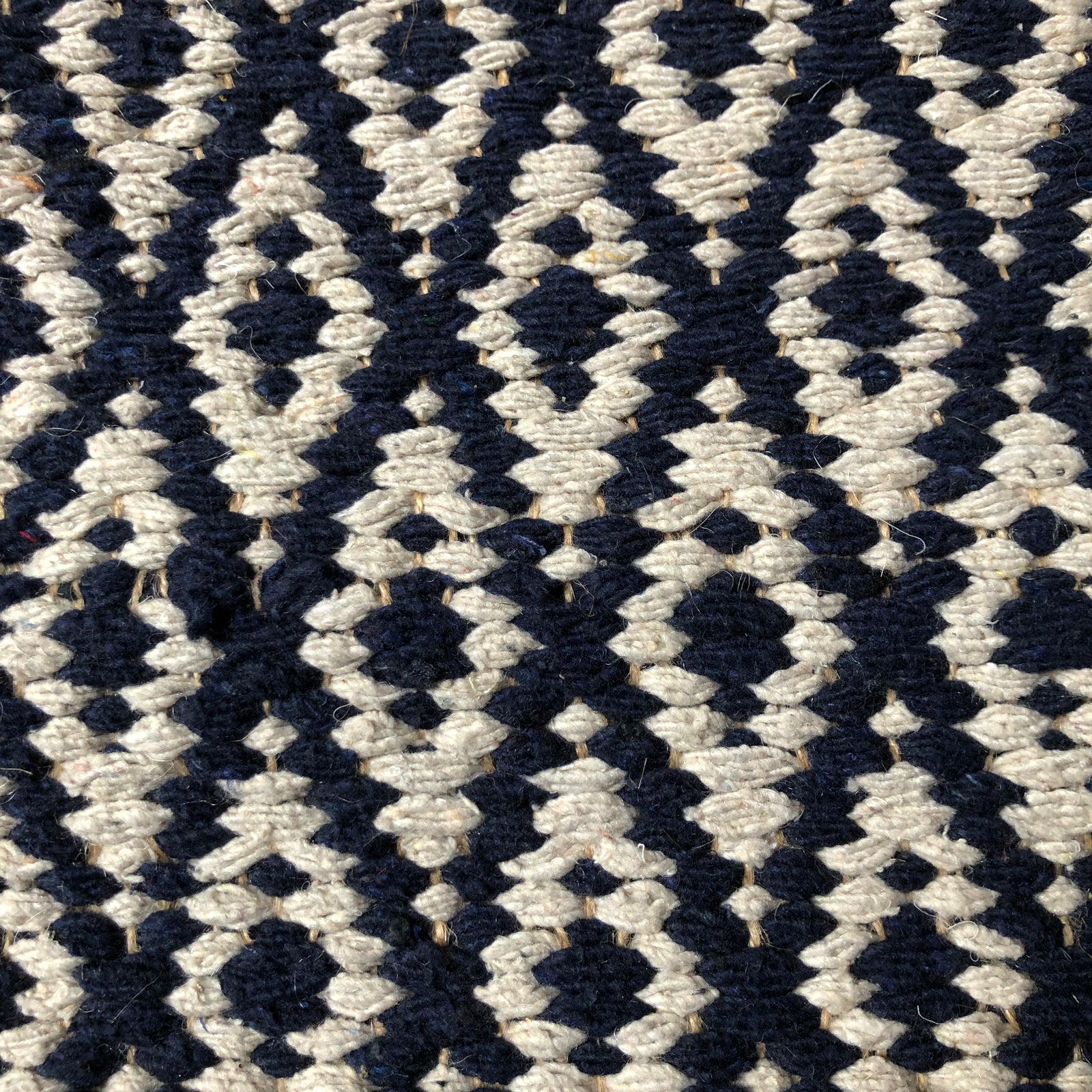 Diamond Rug Re-cycled Cotton - Navy