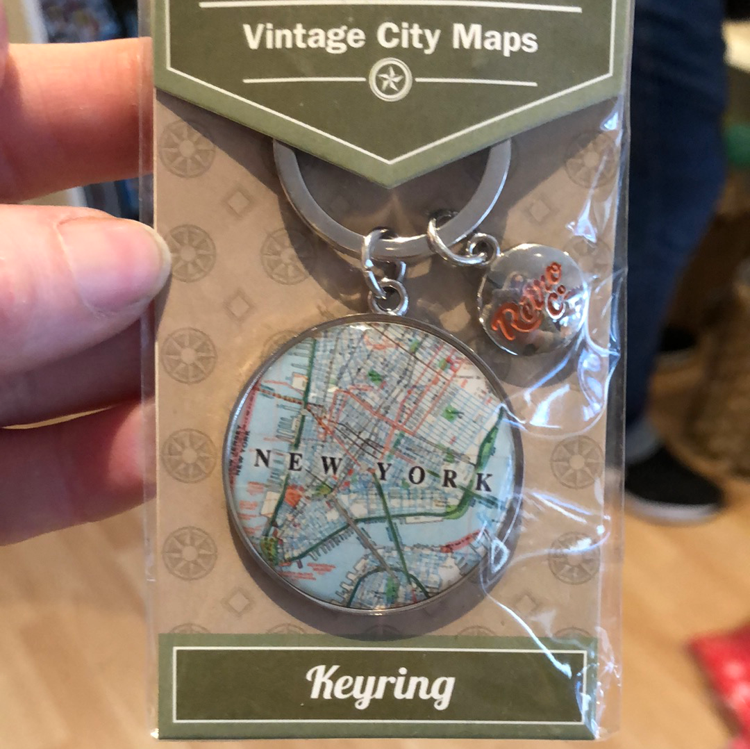 Vintage City maps keyring- New York