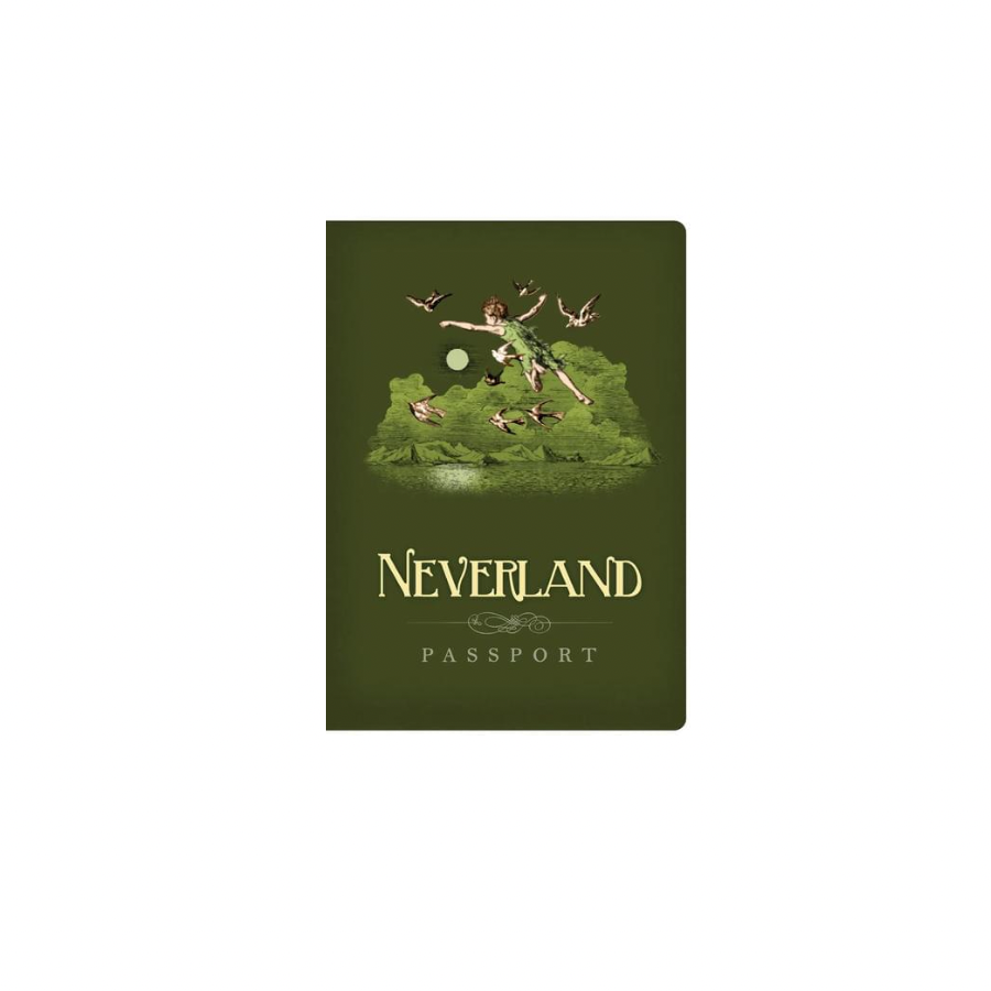 A small green pocket notebook called Neverland Passport