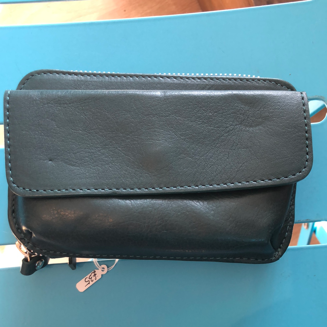 Green Leather Purse with strap