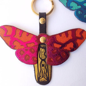 Leather Butterfly bag charm/keyring