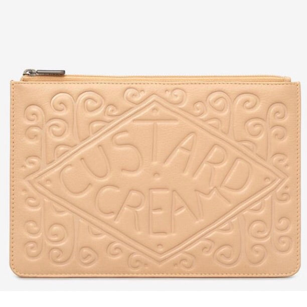 Custard Cream biscuit leather pouch