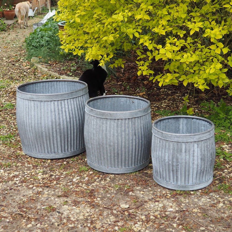 Vintage Style Ribbed Garden Planters