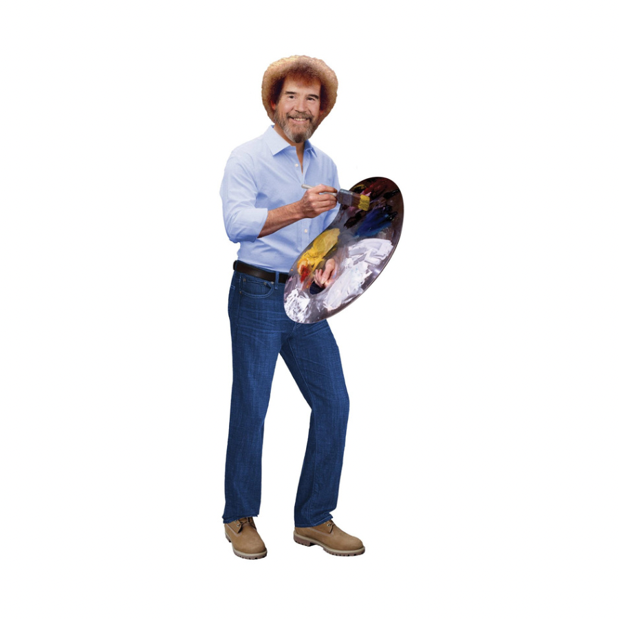 Greeting Card showing Bob Ross holding a paint palette 