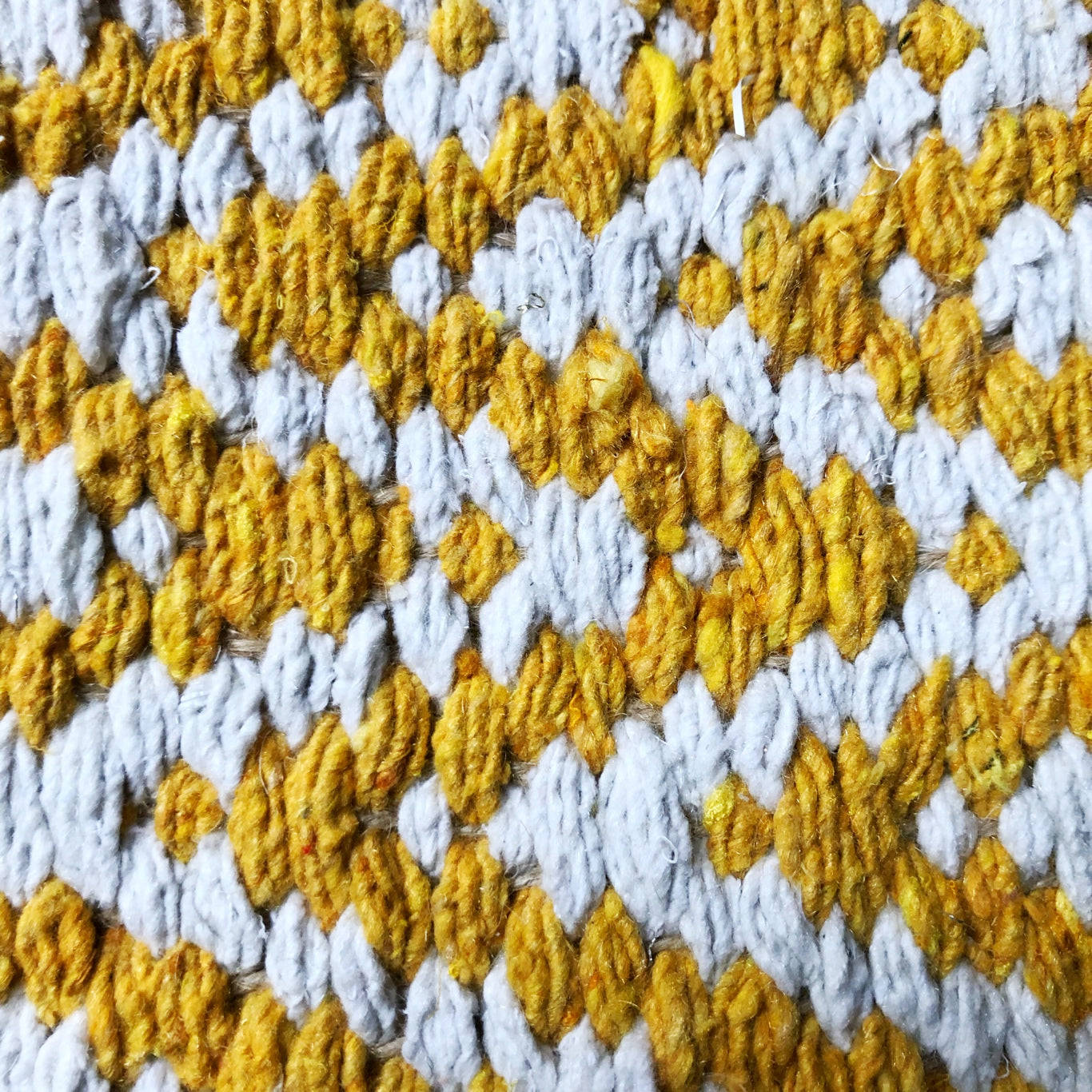 Gold Zig Zag Rug Re-cycled Cotton