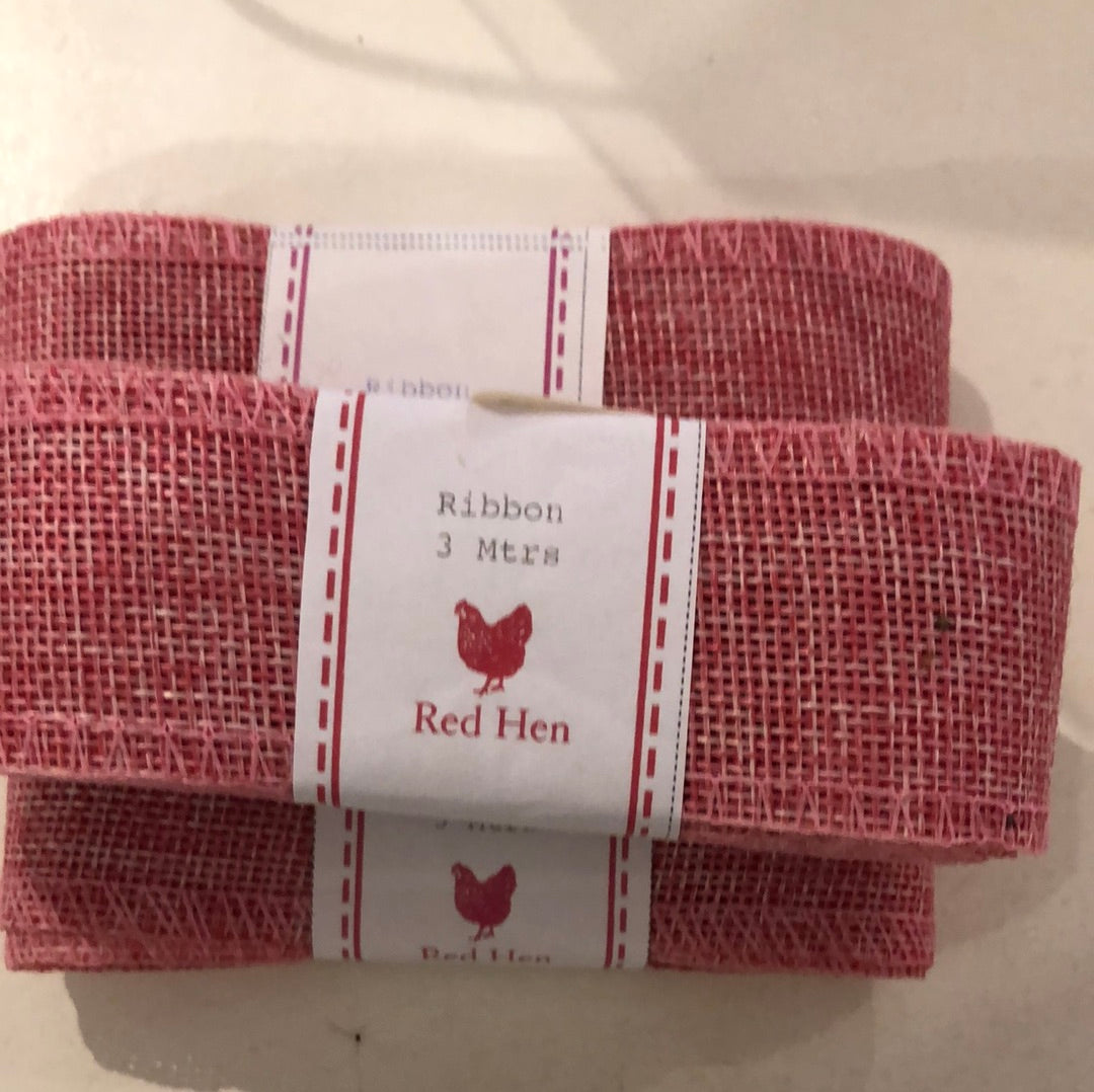 Pink Linen Ribbon -3m
