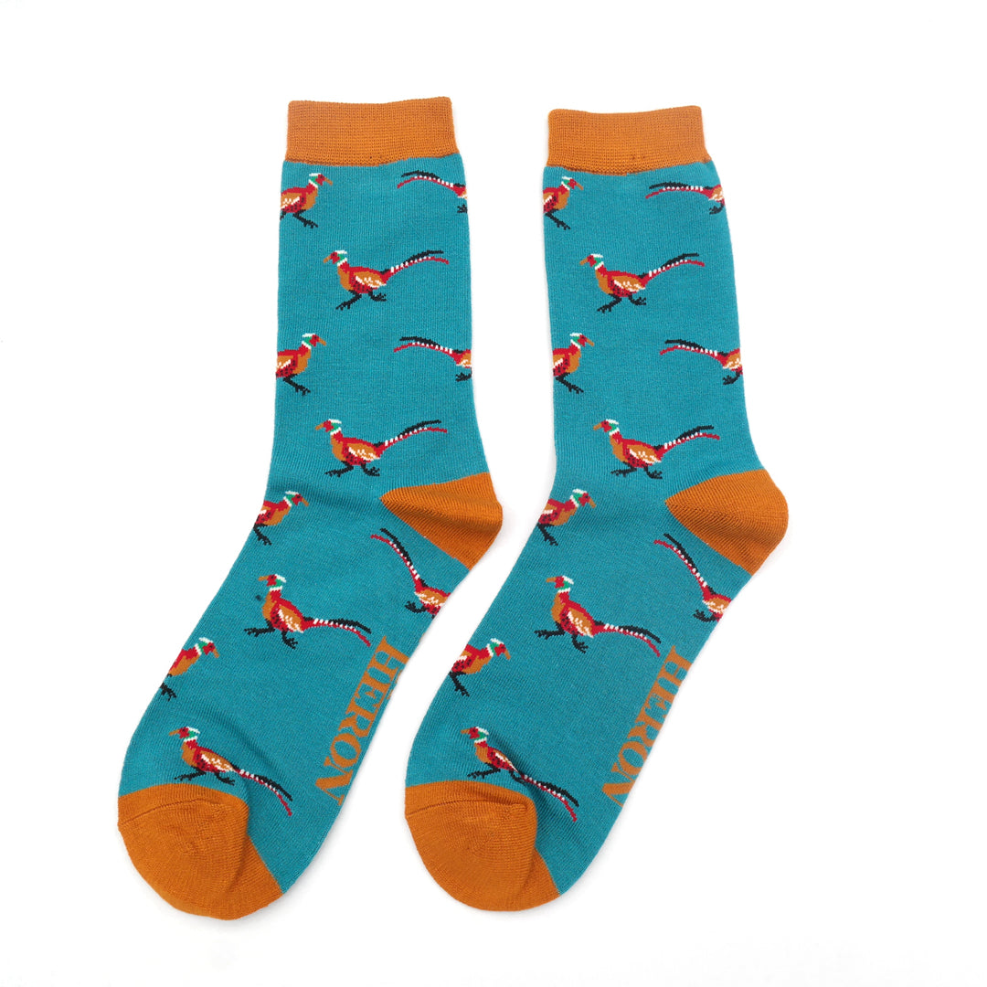 Mens Socks Pheasants Teal